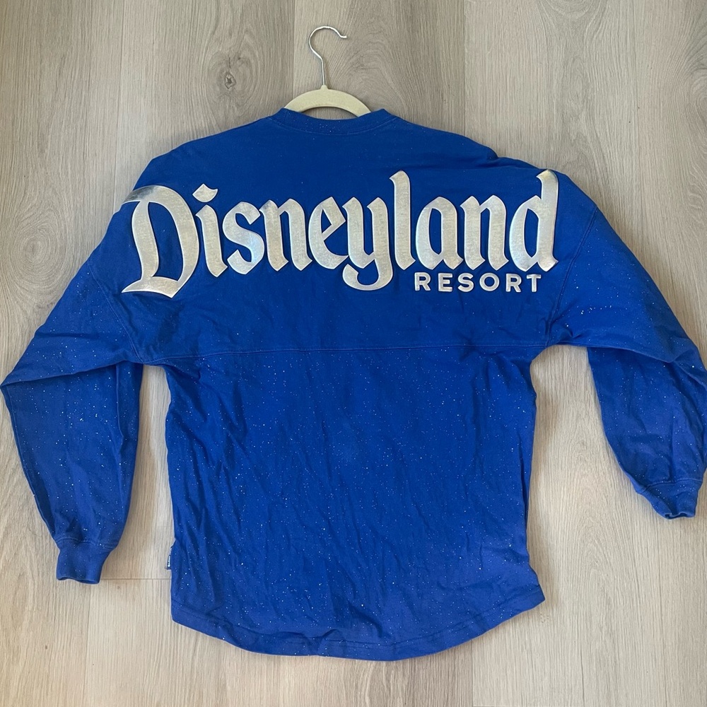 Disneyland Parks Spirit Jersey XS Blue Glitter Resort Silver Sweatshirt Sparkle